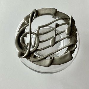 Pewter “Music” Lid & Glass Trinket Container
